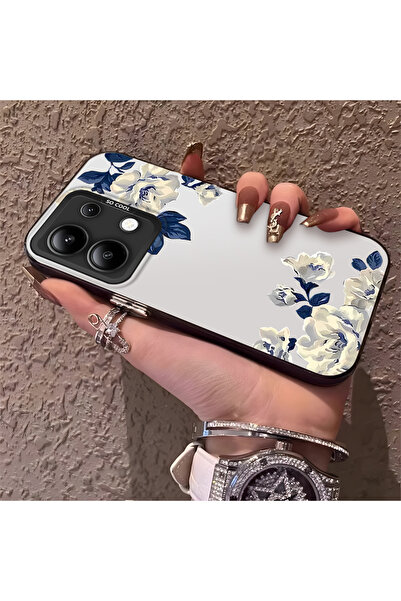 ARTISHELL Redmi Note 13 Uyumlu Şık ve Zarif Beyaz Gül Desenli Telefon Kılıfı