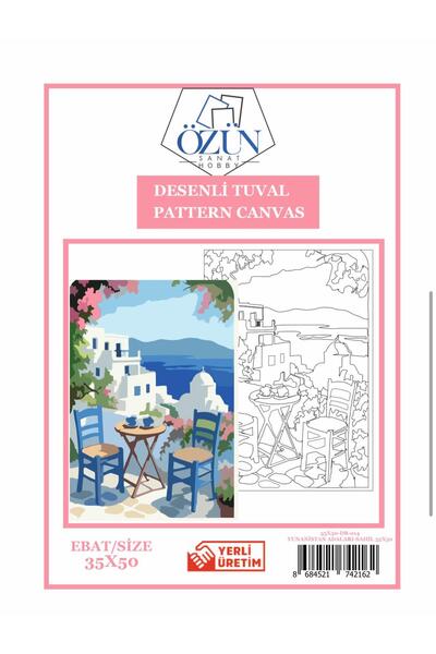 tuvval Desenli Tuval YUNANİSTAN ADALARI SAHİL 35x50 Desenlerle Boyama