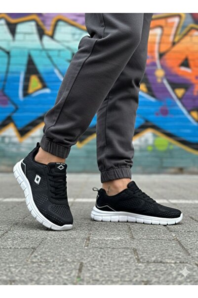 SOLAZER Erkek Siyah Beyaz Sneaker Günlük Yürüyüş Spor Ayakkabı 063