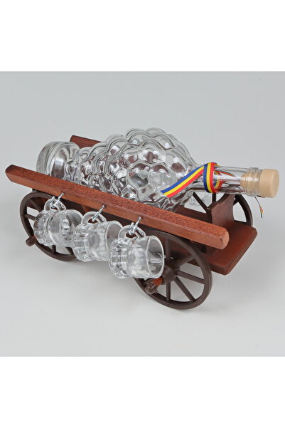 LimArt Căruță cu sticlă strugure şi 6 pahare de țuică 1x750 ml,6x25 ml - 32x1...