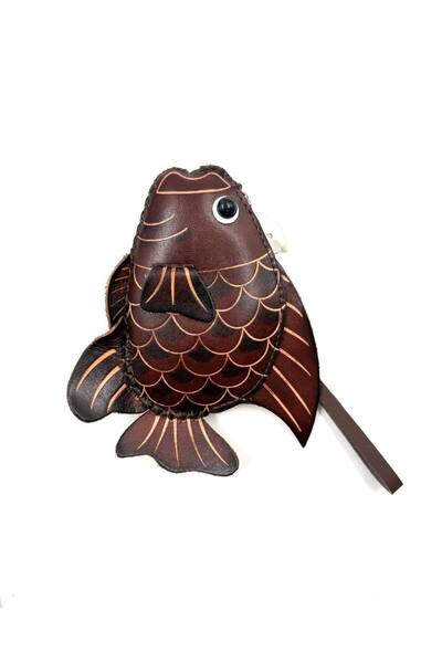 MD Moda Accessories Handmade Leather Keychain with Fish Figure / Mini Zipper ...