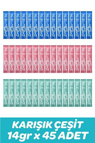 Vet's Plus Krema Kedi Ödül Maması 14GR (45 Adet) (Karışık Çeşitli Balık Lezze...