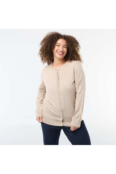 KIABI Plain Knit Cardigan BEIGE