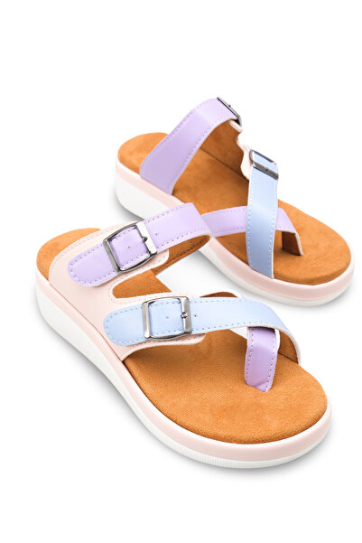 Solo Bag Women's Blue Lilac Orthopedic Flip Flops with Cross Straps, Soft Sol...