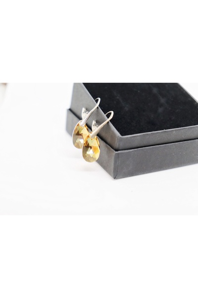 atellier47 Cercei argint 925 cu cristal Swarovski Pear culoare golden shadow ...