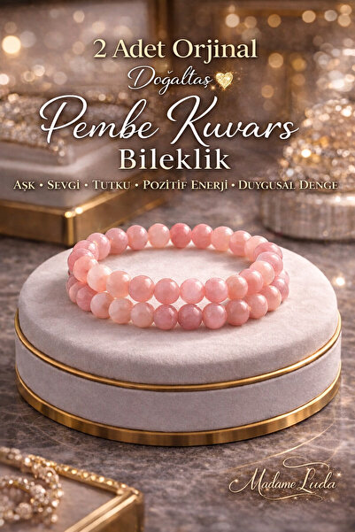 MADAME LUDA 2 Pieces of Original Pink Quartz Natural Stone Bracelet – Love/Lo...