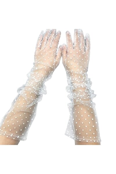DYSTYLE Long Tulle Gloves for Brides and Special Occasions