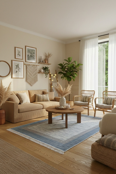 Lorvian Noletti Modern Desen Makinede Yıkanabilir Kilim Çift Taraflı Pratik v...