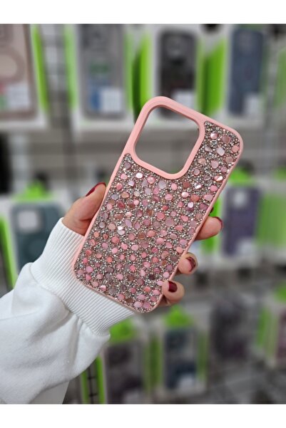 EPRO iPhone 15 Pro Gerçek Parlak Işıltılı Doğal Taşlı İçi Kadife Yüksek Kalit...