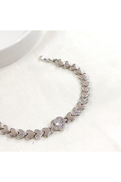 LUMI TAKI-SAAT Xpng Heart Zircon Stone Silver Color Bracelet