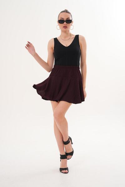 ŞİMAL Γυναικεία υφασμάτινη φούστα με σορτς 260081 -