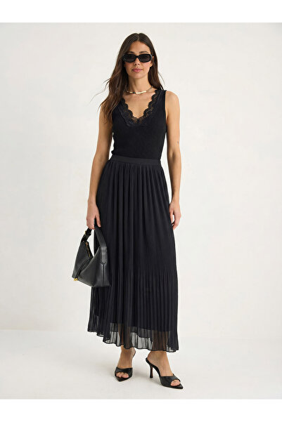 Bianco Lucci Kadın Piliseli Maxi Boy Astarlı Tül Etek 0928 60283946