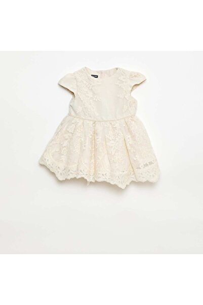 KIABI Embroidered Tulle Occasion Dress WHITE