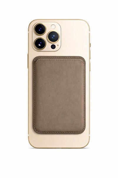 Velvoria Aurevia Suede Magsafe Card Holder Beige iPhone 12
