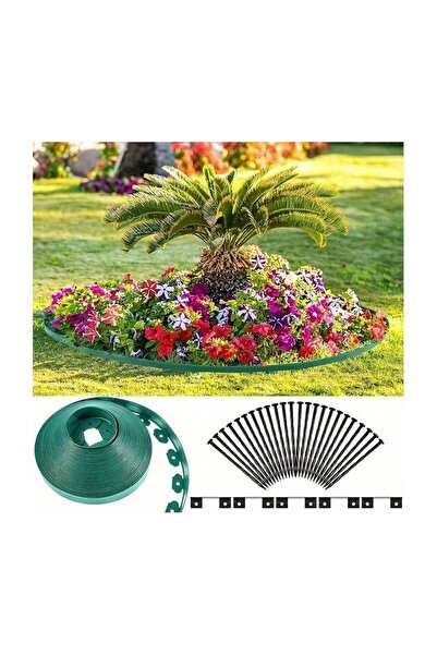 PROCART Lawn separator, length 10 meters, width 5 cm, 30 mounting pins, green...