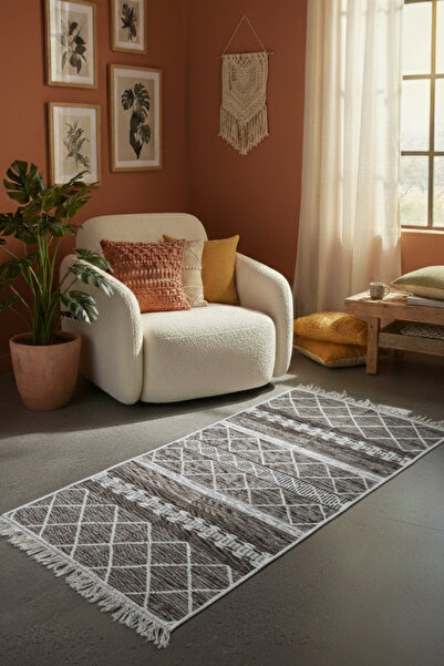 Lorvian Noletti Bohem Geometrik Desen Makinede Yıkanabilir Kilim Çift Taraflı...