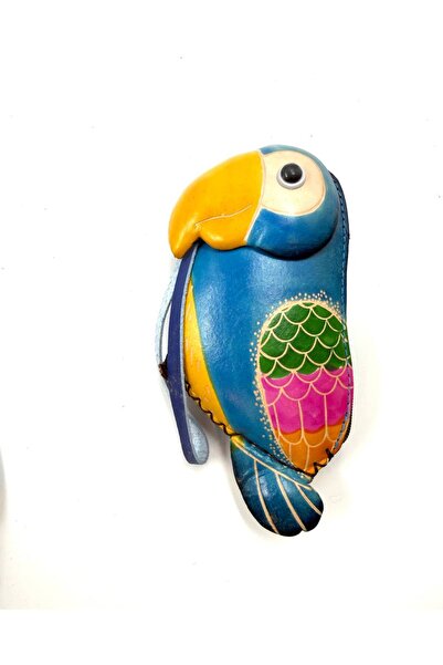 MD Moda Accessories سلسلة مفاتيح جلدية مصنوعة يدويًا على شكل ببغاء / محفظة صغ...