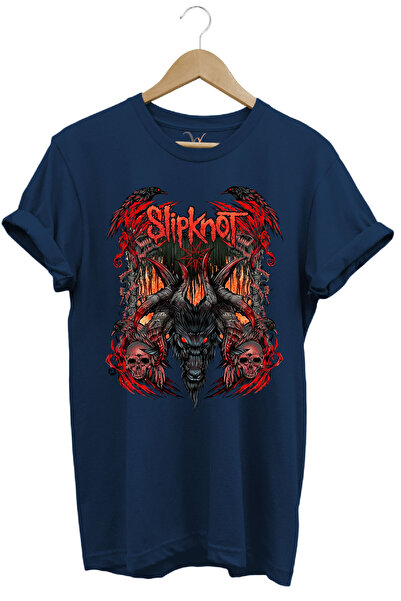WİDİ Slipknot Music Band Rock Metal Printed Punk Goat and Skull Design Basic ...