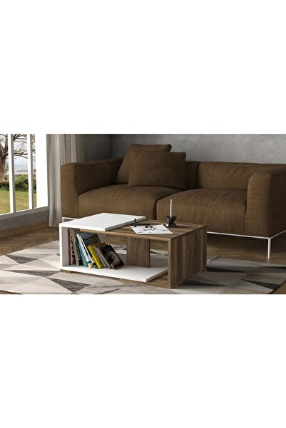 UnicUtil Masuta Cafea, UnicUtil, 73 x 35 x 50 cm, Alb si Maro