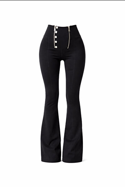 ECOTİQUE Gümüş Fermuar Detaylı Push Up Çelik Tayt Pantolon Toparlayıcı