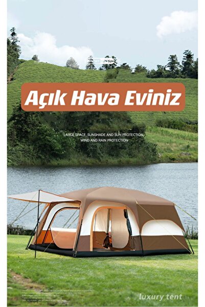 Forestia 8-10 Kişilik 2 Odalı Geniş Kamp Çadırı - 330x210x185 cm Çift Katmanl...