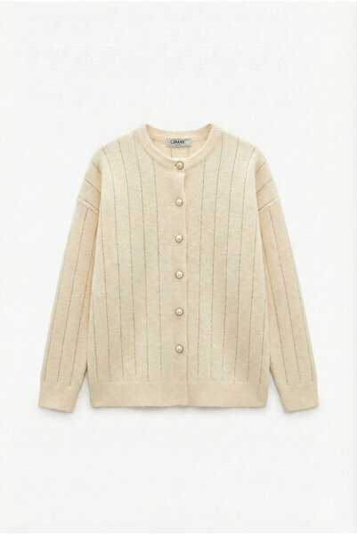 GİMAY TRİKO İnci Düğmeli Simli Hırka