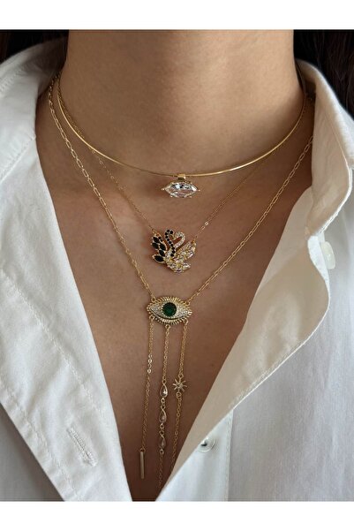 h&b design jewel Baget Taşlı Tasma Kolye