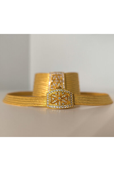 Midyat Nurtaş Gümüş Zirkon Taşlı Çiçek Model Altın Kaplama Trabzon Hasırı 5 S...