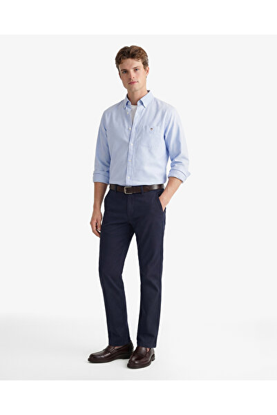 Gant Erkek Lacivert Slim Fit Casual Herringbone Pantolon