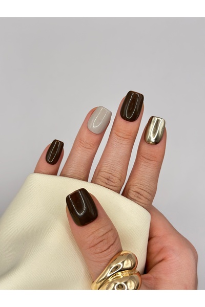 Mocha Chrome Kare Takma Tırnak