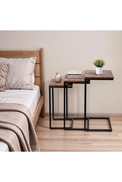 HayaBazaar 3Pcs C-Shaped Coffee Service Table Set For Home Living Room Bedroo...