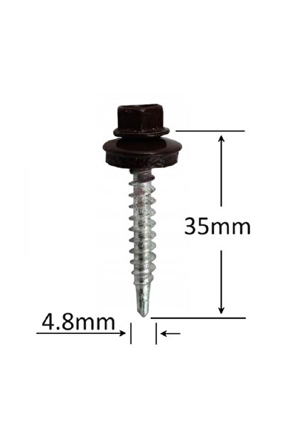 Gray Square Surub Autoforant Cap Hexagonal 4.8x35mm Maro RAL 8019- 250 buc/cutie