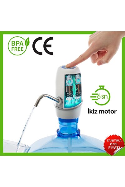 handanca Damacana Su Pompası 8W ÇİFT Motorlu Şarjlı Otomatik Hızlı Dolum (BPA...