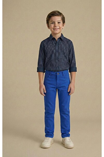 BLACK SWALLOW Pantaloni din in pentru băieți, cu buzunare și ajustare la tali...