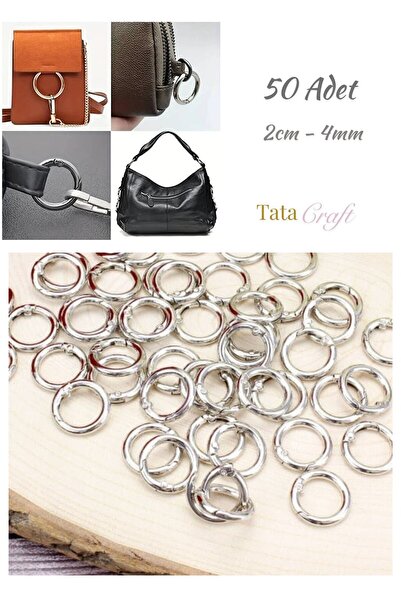 TATA CRAFT Yaylı Metal Halka 50 Adet 2cm Çanta Hasır Örgü Makrome Aparatı Aks...