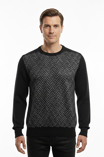 Pulltonic Men's Crew Neck Patterned Sweater