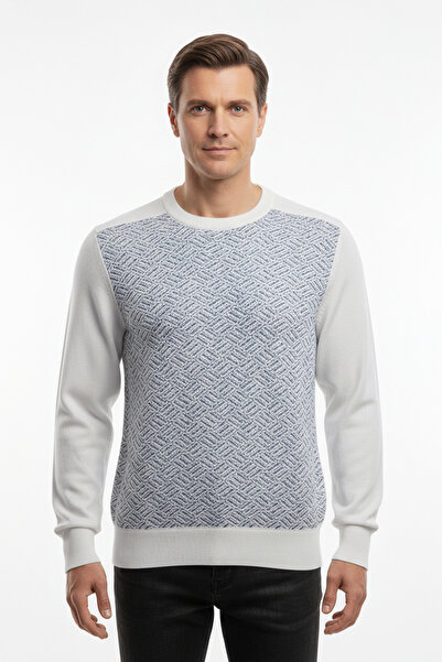 Pulltonic Men's Crew Neck Patterned Sweater