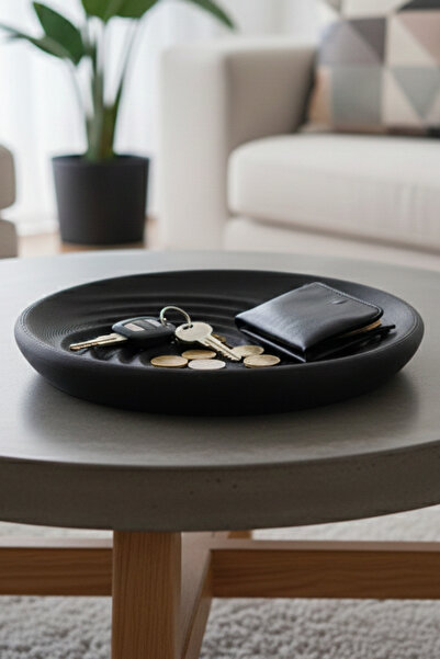 doyonix Dekoratif Tabak & Kase Modern Yuvarlar Siyah