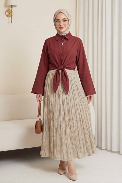 HİJABAYA Испанска блуза с яка от поплин и колан