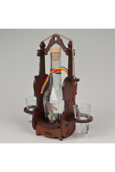 LimArt Glass holder and 2 glasses of brandy - Romania 27x14 cm
