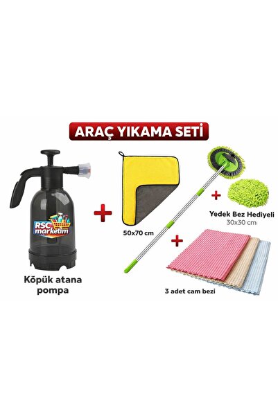RSC MARKETİM Köpük Atan Pompa/Araba Yıkama Mop Yedek Bezli / Mikrofiber Araç ...