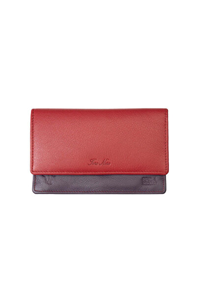 TORO NERO Women's wallet made of genuine leather, red-purple Cloudy, Rfid pro...