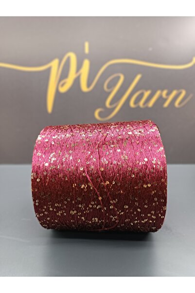Pİ Yarn خيط ترتر بوردو ذهبي 400 جرام