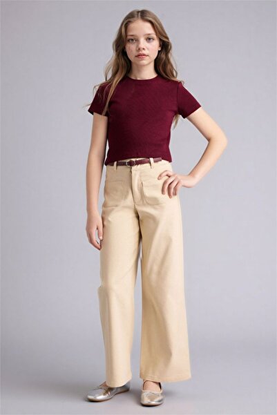 DeFacto Girl's Canvas Trousers G7047A8/Bg359 Beige