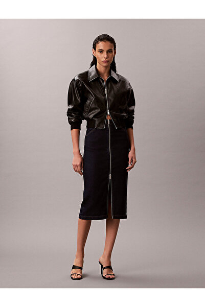 Calvin Klein Kadın Classic Denim Fermuar Detaylı Etek