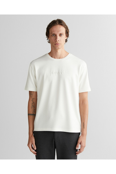 Gant Erkek Beyaz Bisiklet Yaka T-Shirt