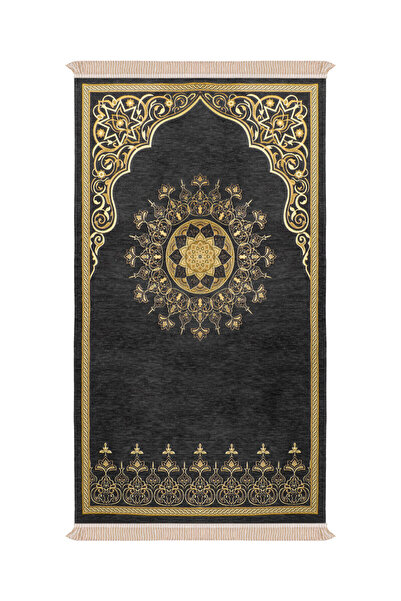 Bursa İpek Smoked Mandala Pattern Embossed Special Woven Prayer Rug