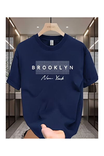 Machetta Μπλουζάκι Unisex Brooklyn με στάμπα σε σκούρο μπλε χρώμα, oversized
