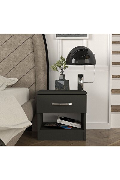 UnicUtil Noptiera cu un Sertar pentru depozitare, Gri Antracit 40 x 30 x 40 cm