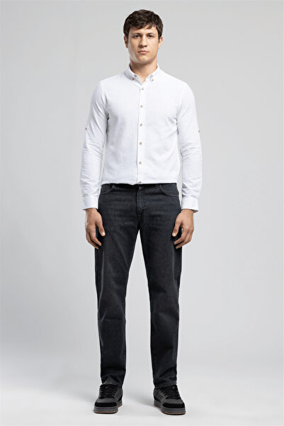 Lee Cooper Ricky Men's High Rise Straight 100% Cotton Jean Trousers Anthracite